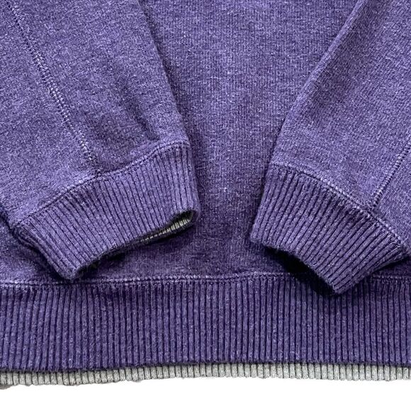 Tommy Bahama Men’s 1/4 Zip Sweater Large Reversible Cotton Purple Gray Mock Neck - Picture 3 of 9